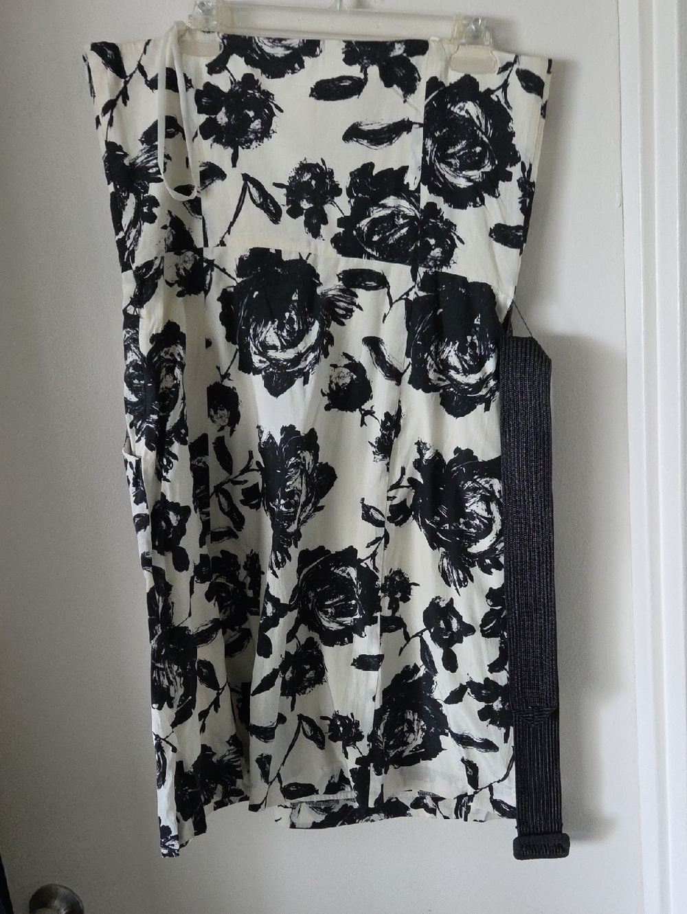 LOFT Strapless Black and White Floral Dress